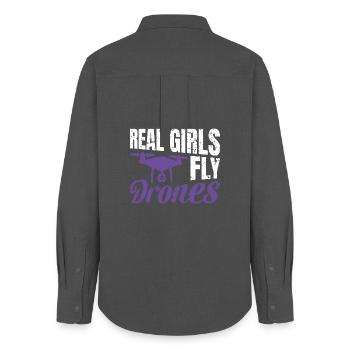 J’en ai assez, je vais piloter un drone - Chemise Oxford Femme - charbon - Dos - AI Model Female 172 light (172cm)