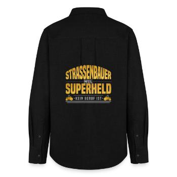 Strassenbauer Superheld - Frauen Oxford Hemd - Schwarz - Hinten - AI Model Female 172 light (172cm)