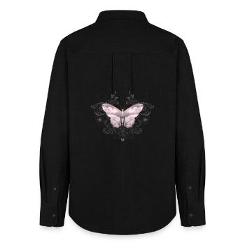 A heavenly butterfly of delicate clouds - Women's Oxford Shirt - black - Back - AI Model Female 172 light (172cm)