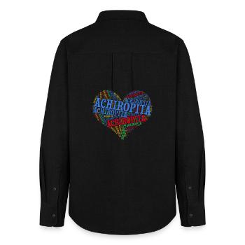 t-shirt Achiropita heart word cloud t-shirt - Women's Oxford Shirt - black - Back - AI Model Female 172 light (172cm)