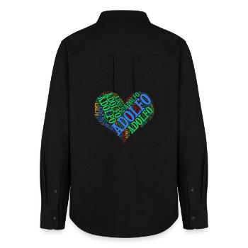 t-shirt Adolfo heart word cloud t-shirt - Women's Oxford Shirt - black - Back - AI Model Female 172 light (172cm)