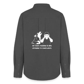 Hundetraining ist Beschwerden anhören - Frauen Oxford Hemd - Anthrazit - Hinten - AI Model Female 172 light (172cm)