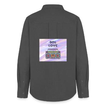 90s Liebe Boombox - Frauen Oxford Hemd - Anthrazit - Hinten - AI Model Female 172 light (172cm)