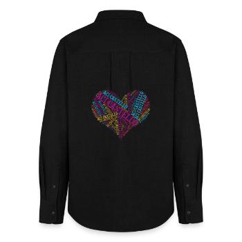 t-shirt Aci Castello t-shirt gift idea collage - Women's Oxford Shirt - black - Back - AI Model Female 172 light (172cm)