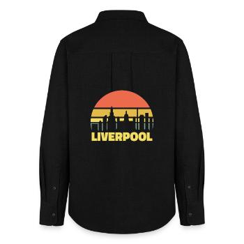 Liverpool Skyline Retro Sonnenuntergang Silhouette - Frauen Oxford Hemd - Schwarz - Hinten - AI Model Female 172 light (172cm)