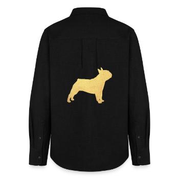 Mops Gold Hund Tierliebe deluxe Gassi Wauwau Wuff - Frauen Oxford Hemd - Schwarz - Hinten - AI Model Female 172 light (172cm)