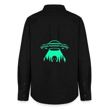 UFO Neon Abduction - Women's Oxford Shirt - black - Back - AI Model Female 172 light (172cm)