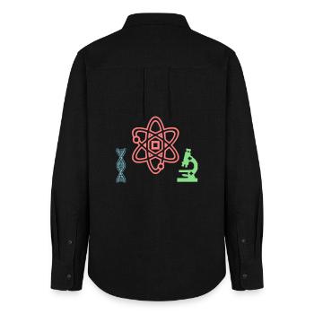 Wissenschaft Set Atom DNA - Frauen Oxford Hemd - Schwarz - Hinten - AI Model Female 172 light (172cm)