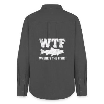 Angler Humor Shirt for Fisherman - Women's Oxford Shirt - anthracite - Back - AI Model Female 172 light (172cm)