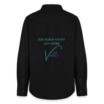 Voltigieren Training: Lustiger Volti Spruch - Frauen Oxford Hemd - Schwarz - Hinten - AI Model Female 172 light (172cm)