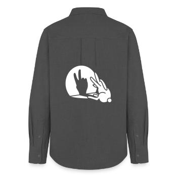 Rabbit shadow hand birthday two 2 years - Women's Oxford Shirt - anthracite - Back - AI Model Female 172 light (172cm)