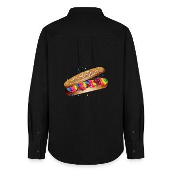 Illustration d’un éclair coloré rempli - Chemise Oxford Femme - noir - Dos - AI Model Female 172 light (172cm)