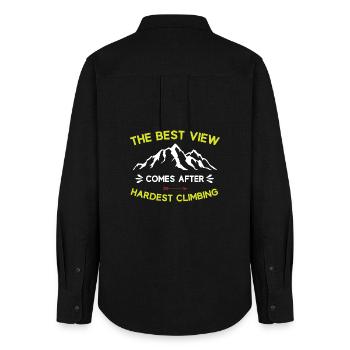 Montagnes - La meilleure vue vient après les ascensions les plus difficiles - Chemise Oxford Femme - noir - Dos - AI Model Female 172 light (172cm)