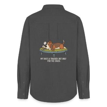 My dog is a sniffer dog, but only for the couch - Women's Oxford Shirt - anthracite - Back - AI Model Female 172 light (172cm)