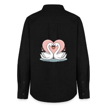 Love Wins - Swans Valentine's Day - Women's Oxford Shirt - black - Back - AI Model Female 172 light (172cm)