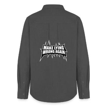 Make Lying Wrong Again Politisches Statement Shirt - Frauen Oxford Hemd - Anthrazit - Hinten - AI Model Female 172 light (172cm)