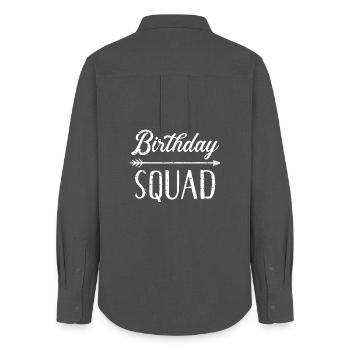 Birthday Squad Arrow - Women's Oxford Shirt - anthracite - Back - AI Model Female 172 light (172cm)