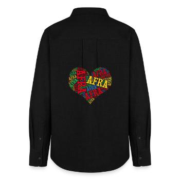 t-shirt Afra word cloud collage heart t-shirt - Women's Oxford Shirt - black - Back - AI Model Female 172 light (172cm)
