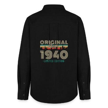 Original 1940's Vintage Retro Birthday Gift - Women's Oxford Shirt - black - Back - AI Model Female 172 light (172cm)