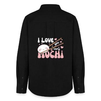 I love you very mochi kawaii rice cake mochi - Women's Oxford Shirt - black - Back - AI Model Female 172 light (172cm)