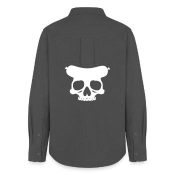 Wurst Skull - Frauen Oxford Hemd - Anthrazit - Hinten - AI Model Female 172 light (172cm)