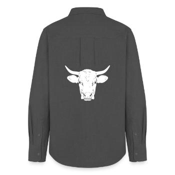 Bull Head Bull Portrait Realistic - Women's Oxford Shirt - anthracite - Back - AI Model Female 172 light (172cm)