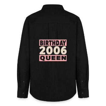 birthday queen 20 years old 2006 Birthday - Women's Oxford Shirt - black - Back - AI Model Female 172 light (172cm)