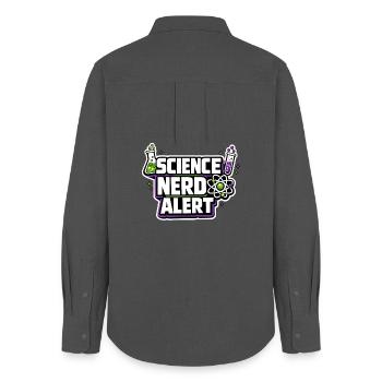 Nerd scientifique Motif d’alerte - Chemise Oxford Femme - charbon - Dos - AI Model Female 172 light (172cm)