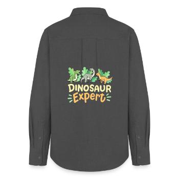 Dinosaurierliebhaber Dinosaurierexperte - Frauen Oxford Hemd - Anthrazit - Hinten - AI Model Female 172 light (172cm)