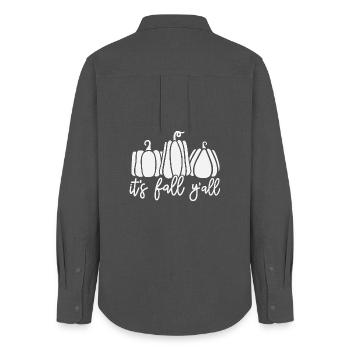 Herbstliche Kürbisse mit bezauberndem Textmotiv - Frauen Oxford Hemd - Anthrazit - Hinten - AI Model Female 172 light (172cm)