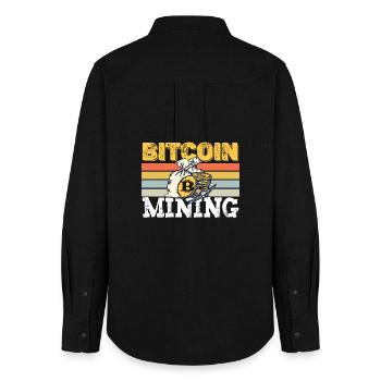 Bitcoin mining retro - Women's Oxford Shirt - black - Back - AI Model Female 172 light (172cm)