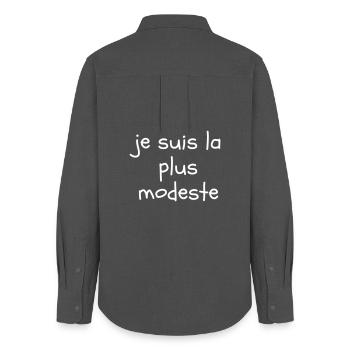 Je suis la plus modeste - Chemise Oxford Femme - charbon - Dos - AI Model Female 172 light (172cm)