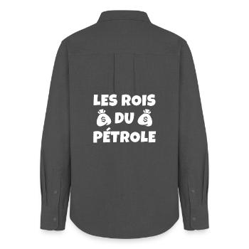 pétrole, les rois du pétrole - Chemise Oxford Femme - charbon - Dos - AI Model Female 172 light (172cm)