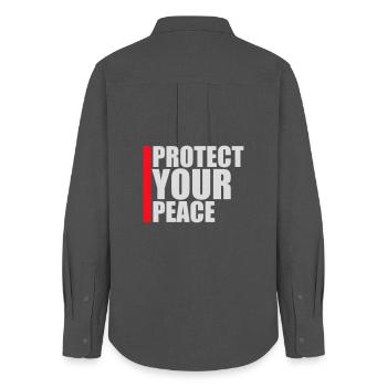 Protect Your Peace Mentale Gesundheit Achtsamkeit - Frauen Oxford Hemd - Anthrazit - Hinten - AI Model Female 172 light (172cm)
