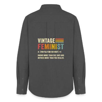 Feminist Definition Vintage - Women's Oxford Shirt - anthracite - Back - AI Model Female 172 light (172cm)