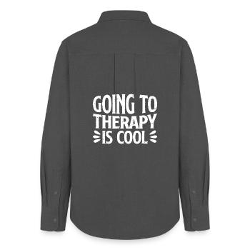 going to therapy is cool - Women's Oxford Shirt - anthracite - Back - AI Model Female 172 light (172cm)