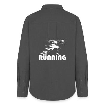 Athletics Sports Training Symbol Running Fire - Women's Oxford Shirt - anthracite - Back - AI Model Female 172 light (172cm)