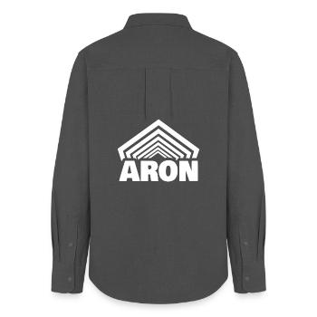 Vorname Aron - Frauen Oxford Hemd - Anthrazit - Hinten - AI Model Female 172 light (172cm)