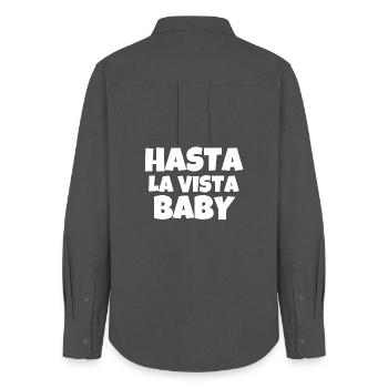 hasta la vista baby, film, cinéma - Chemise Oxford Femme - charbon - Dos - AI Model Female 172 light (172cm)