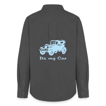 Oldtimer motiv mit Schrift - Frauen Oxford Hemd - Anthrazit - Hinten - AI Model Female 172 light (172cm)
