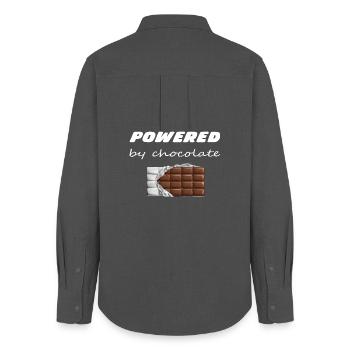Powered by Chocolate Chocolate Bar Design - Women's Oxford Shirt - anthracite - Back - AI Model Female 172 light (172cm)