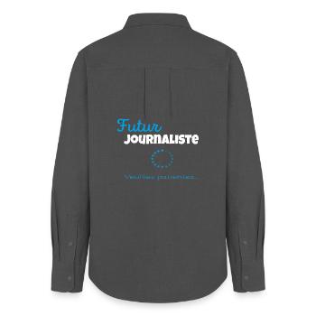 Futur Journaliste – Veuillez patienter - Chemise Oxford Femme - charbon - Dos - AI Model Female 172 light (172cm)