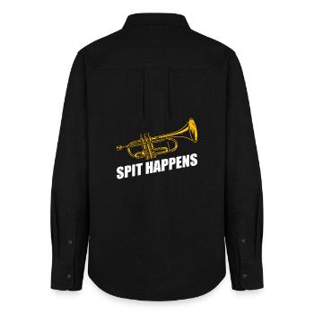 Spit happens trumpet player - Women's Oxford Shirt - black - Back - AI Model Female 172 light (172cm)