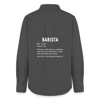 barista noun funny definition - Women's Oxford Shirt - anthracite - Back - AI Model Female 172 light (172cm)