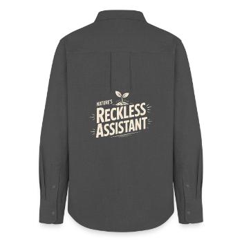 Nature's Reckless Assistant - Women's Oxford Shirt - anthracite - Back - AI Model Female 172 light (172cm)