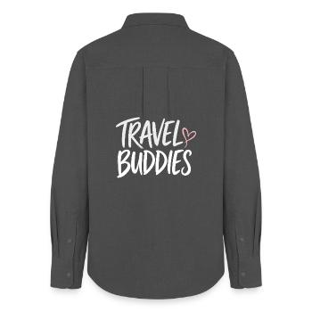 Travel Friends Heart Design - Chemise Oxford Femme - charbon - Dos - AI Model Female 172 light (172cm)