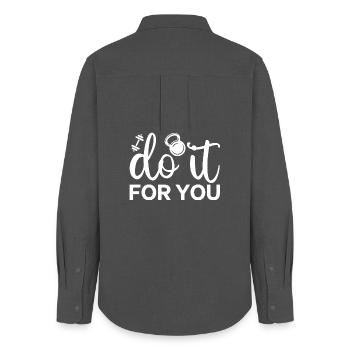 Script de remise en forme motivante avec icône de kettlebell - Chemise Oxford Femme - charbon - Dos - AI Model Female 172 light (172cm)