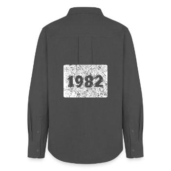 Retro Jahreszahl 1982 mit Abriss-Design - Frauen Oxford Hemd - Anthrazit - Hinten - AI Model Female 172 light (172cm)