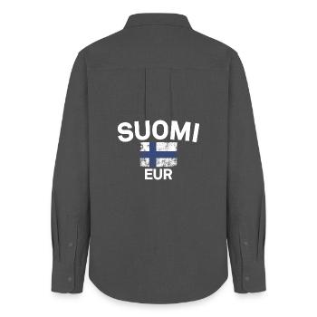 Finnish Flag Grunge: Suomi EUR - Women's Oxford Shirt - anthracite - Back - AI Model Female 172 light (172cm)