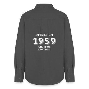 1959, date of birth, year of birth - Women's Oxford Shirt - anthracite - Back - AI Model Female 172 light (172cm)